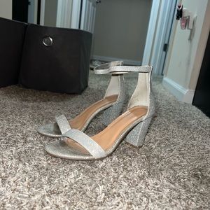 Silver very sparky heels, size nine